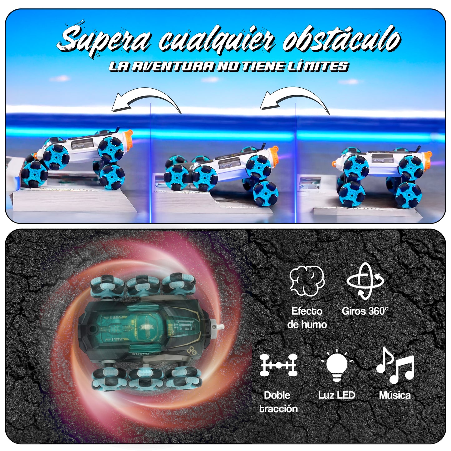Auto a control remoto escalador KRAKEN WHEELS + control por pulsera de gestos